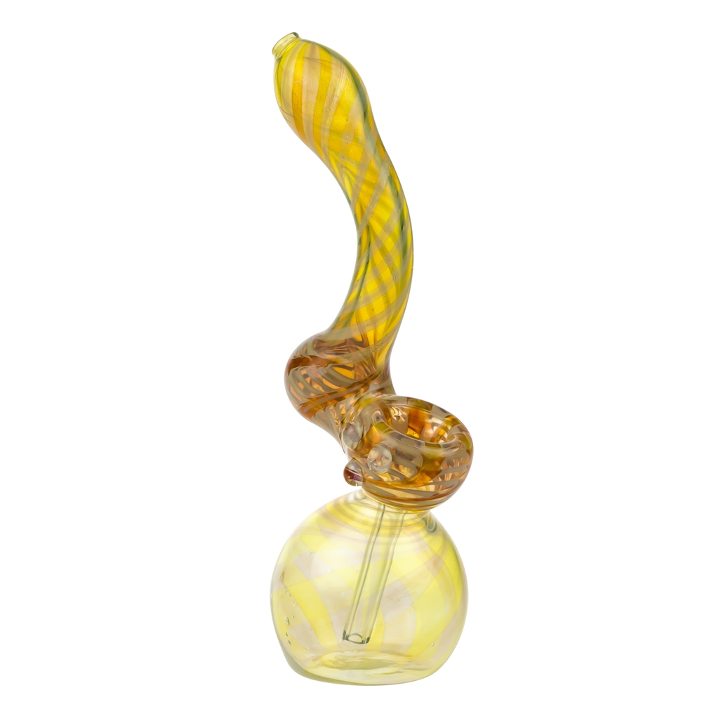 LA Pipes Fumed Wrap-and-Rake Sherlock Bubbler, Amber