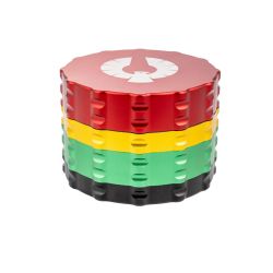 Phoenician 4 Piece Flat Top Grinder | Large | Rasta | Side view 