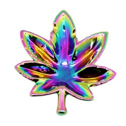 Hemp Leaf Rainbow Iridescent Ashtray