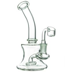 LA Pipes Bent Neck Travel Size Hybrid Dab Rig | Side view with banger