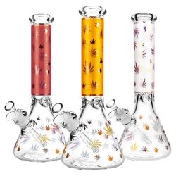 The Trees Foil Canna-Leaf Print Beaker Ice Bong | Random colors