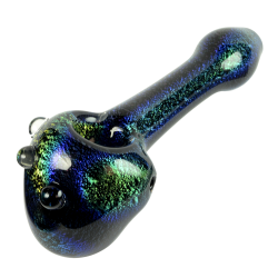 Glassheads Blue Dichro Dropper Spoon Pipe with Marbles 