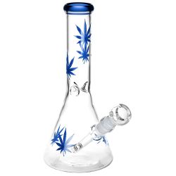 Sacre Bleu Leaf Print Beaker Glass Bong | random color 1