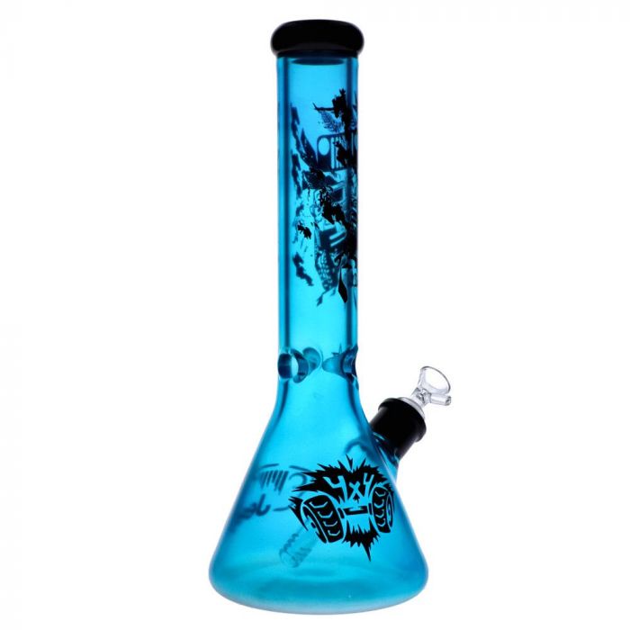 Glass Bong For Smoking Plastic Blue Bong With Green Cannabis