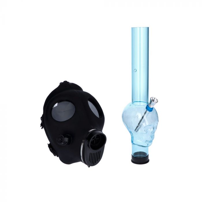 8.5 Inch Acrylic Black Gas Mask Bong - One Size Fits All