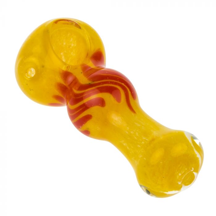 Glass Minion Pipe / Glass Smoking Bowl / Yellow Frit Pipe -  Sweden