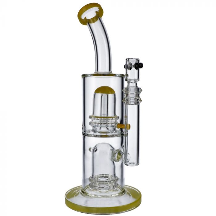 Straight Bong with Double Showerhead Perc | 14 Inches | Grasscity.com