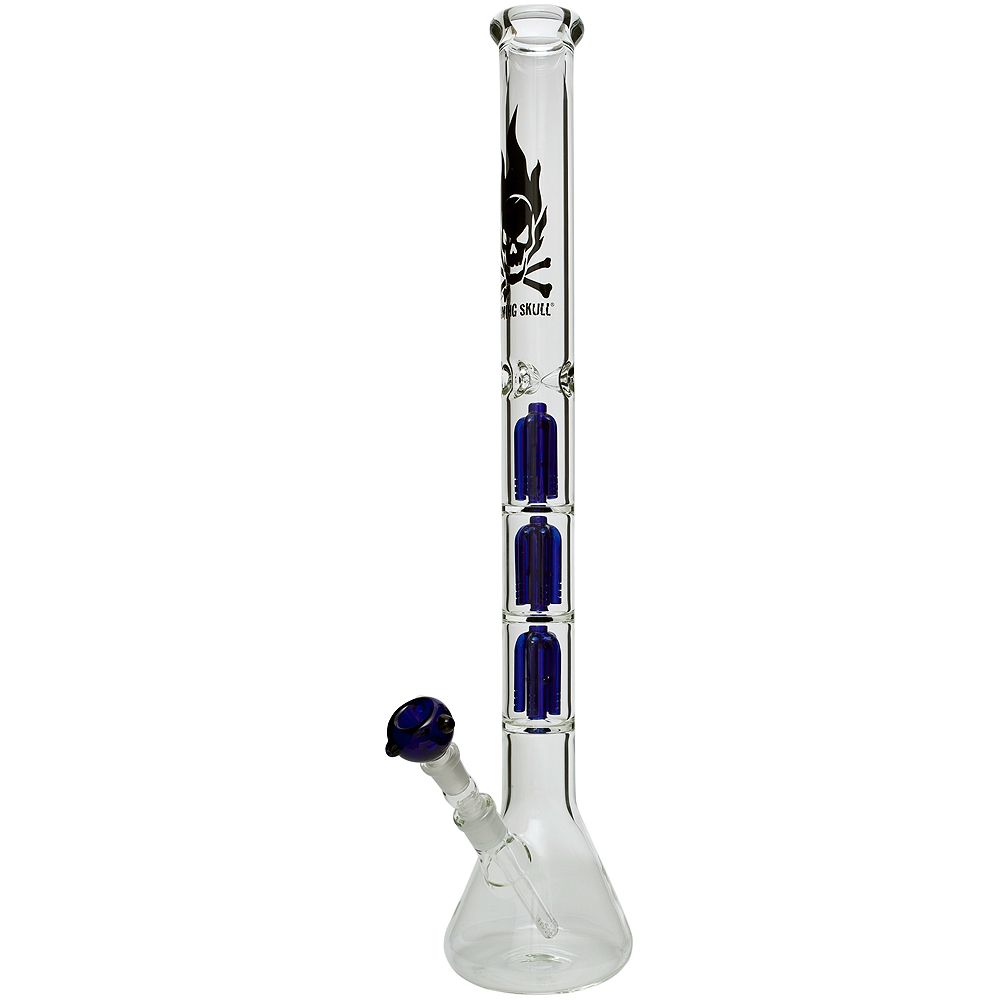 Black Leaf Glass Straight Double 10-Arm Tree Percolator Ice Bong