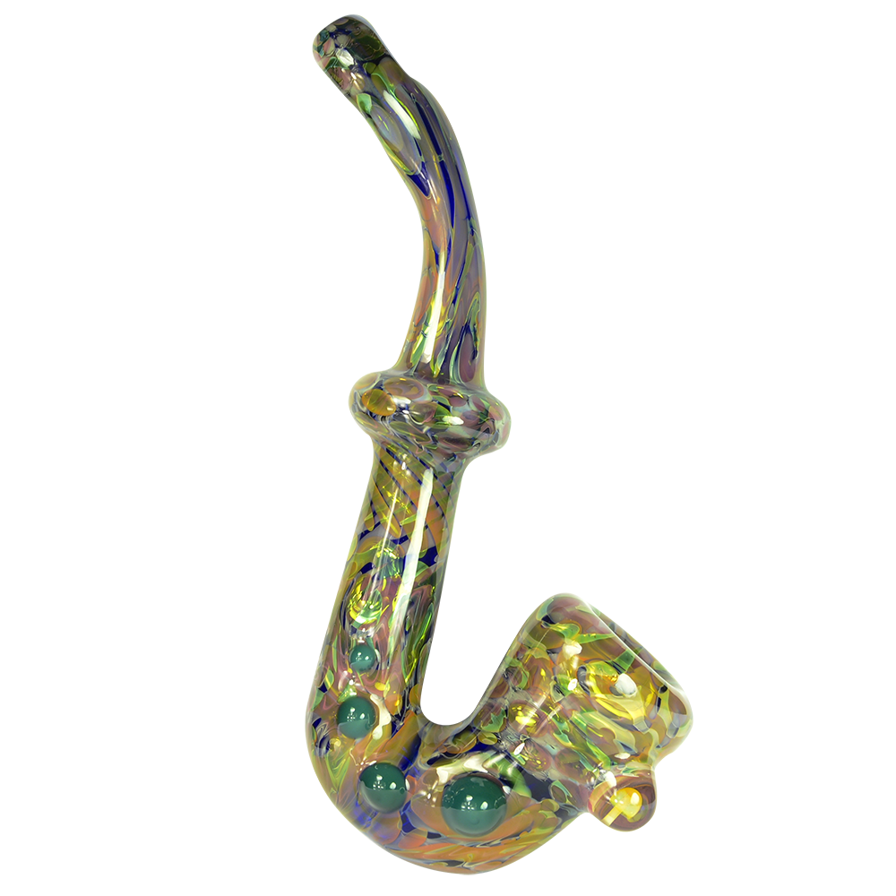 Glass Sherlock Hand Pipe - Double Layer Cobalt Blue Glass with