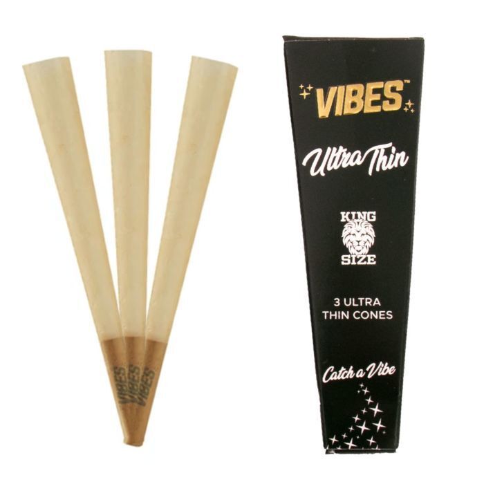 VIBES King Size Pre-Rolled Ultra Thin Cones | Box of 3 | Grasscity.com