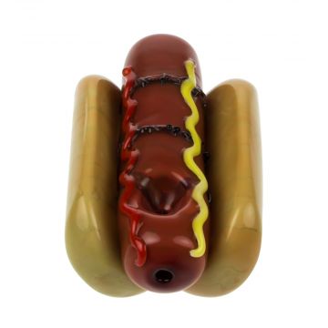 Empire Glassworks Hot Dog Hand Pipe - Front View 