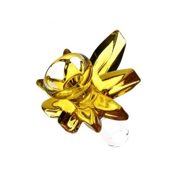 Cannabis Leaf Glass Herb Slide | gold