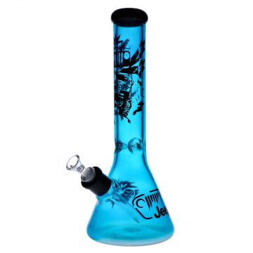 Colored Glass Beaker Base Ice Bong | Red | Side view 4