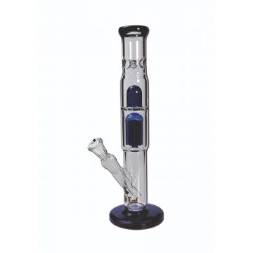 Black Leaf - Dome Perc and 6-arm Perc Glass Ice Bong - Blue and Black 