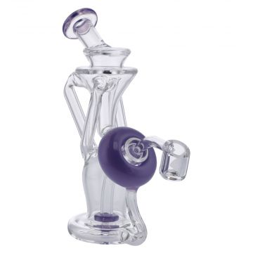 Bent Neck Power Button Recycler Dab Rig | Purple