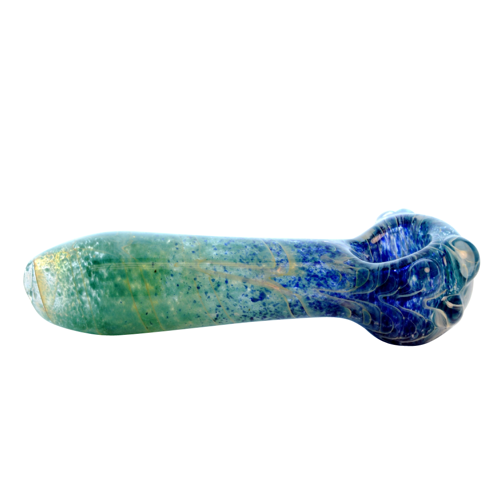 Glass Spoon Pipe with Inside Out Multi Color Fritted Fume Finish